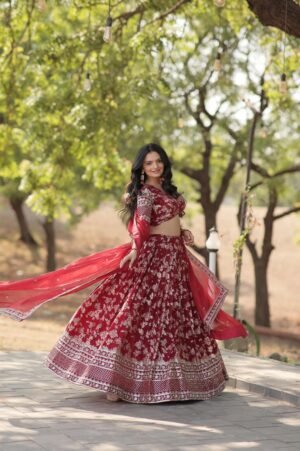 Red Lehenga Choli - Image 3