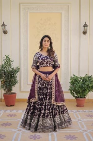 Wine Coloured Lehenga Choli