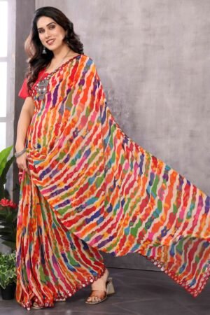 Multicolour Printed Saree - Image 4